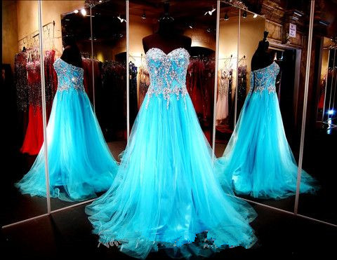 Prom Dresses,evening Dress,sexy Prom Dress,stunning Sweetheart Bodice Beaded Blue Tulle Long Prom Dress,a Line Lace Back Up Prom Gown, Handmade