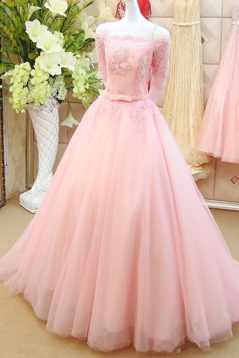 Pink Evening Gowns With Sleeves Store ...