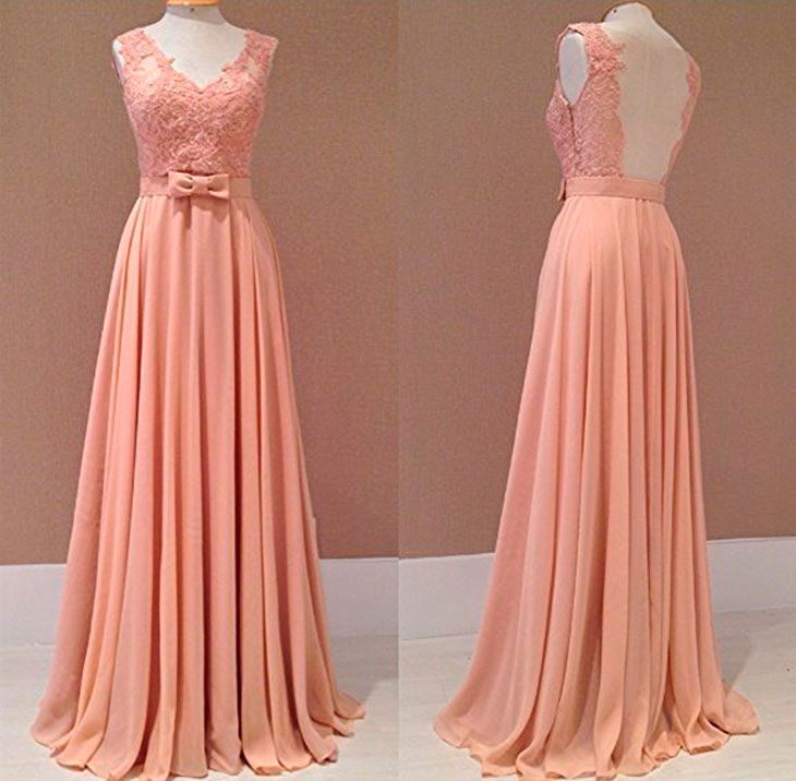 Prom Dresses,Evening Dress,2017 New Style Prom Dress Blush Pink Chiffon Evening Gowns