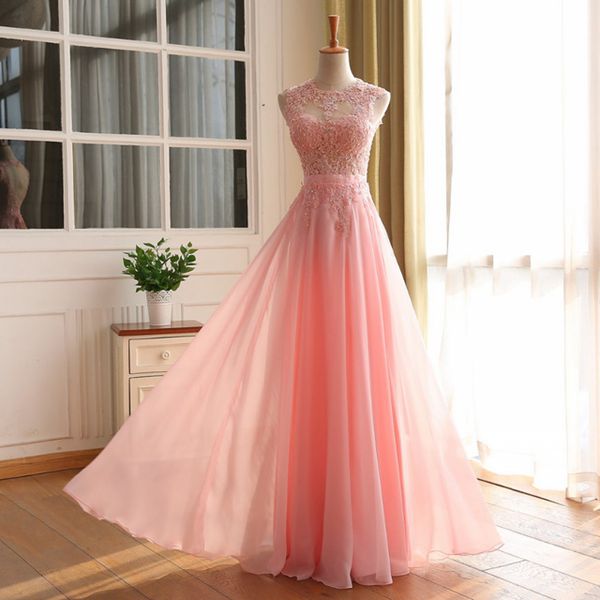 Prom Dresses,evening Dress, Prom Dress,pink Lace Long Prom Dresses,elegant A-line Lace Long Evening Dresses,pink Formal Dress,fashion Dress For