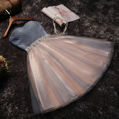 Homecoming Dresses,modest Silver Gray Homecoming Gown,grey Tulle Homecoming Gowns Party Dress,sweet 16 Dresses,short Cocktail Dress,formal Gowns