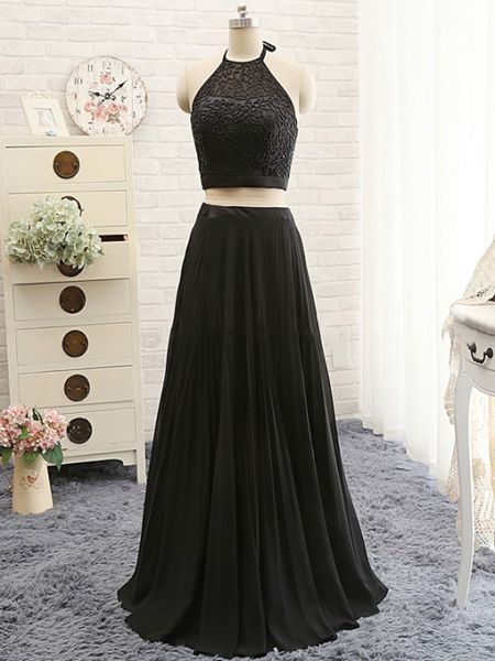 Prom Dresses,evening Dress,party Dresses,two Piece Prom Dress,black Prom Dress,chiffon Prom Dress,long Prom Dress,evening Formal Dress,women
