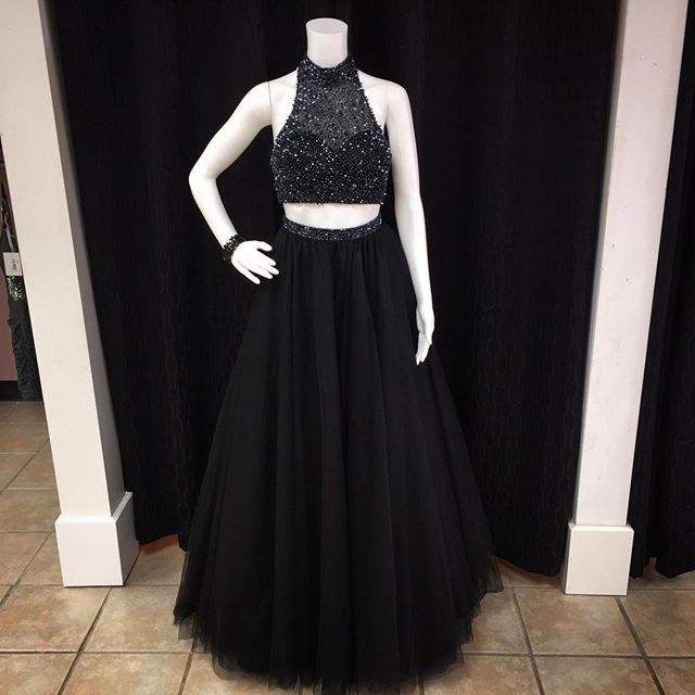 Prom Dresses,evening Dress,party Dresses,prom Dresses,beaded Prom Dresses,beading Prom Dress,black Prom Gown,2 Pieces Prom Gowns,elegant Evening