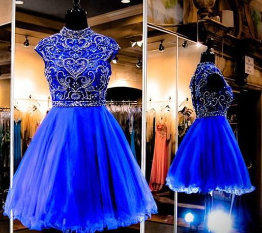 Homecoming Dresses,royal Blue Homecoming Dress,short Prom Dresses,tulle Homecoming Gowns,fitted Party Dress,beading Prom Dresses,sparkly Cocktail