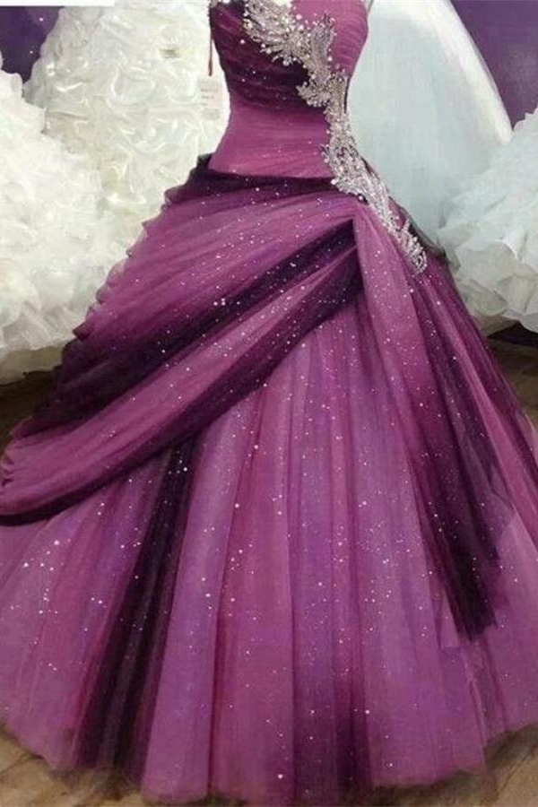 Pretty Tulle Prom Dress,v-neck Applique Prom Dress,a-line Long Evening  Dresses ,ball Gown Dress,2018 on Luulla