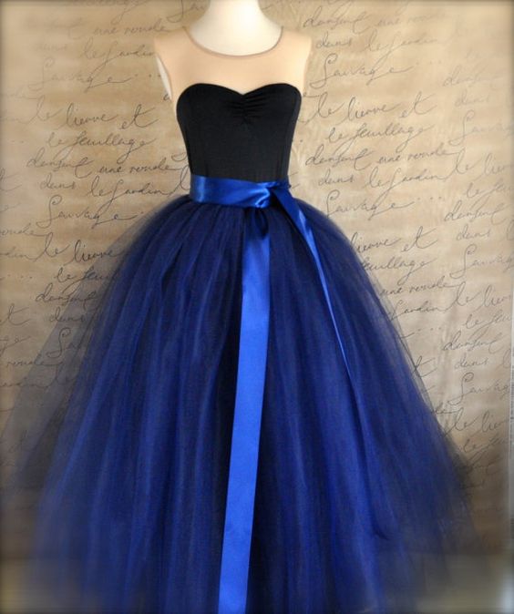 Homecoming Dresses,navy Tulle Lined With Black Bridal Satin Woman Dress, Backless Homecoming Dress,party Dress,full Length Navy Tulle Dress,