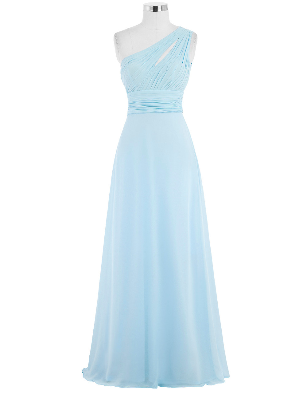 One-shoulder Ruched Cutout A-line Chiffon Floor-length Prom Dress, Evening Dress