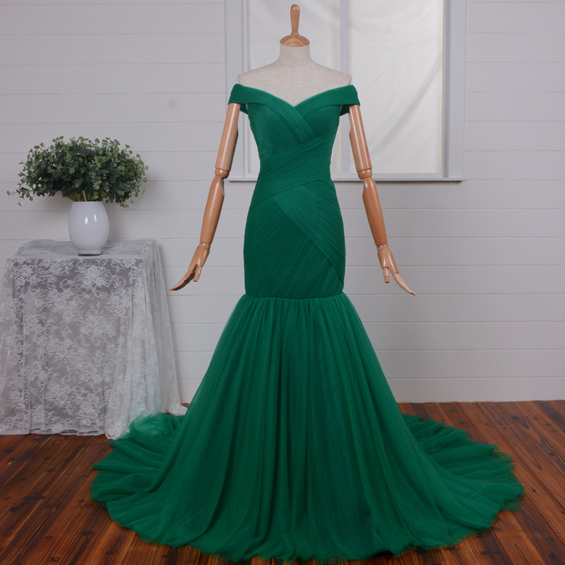 High Quality 2017 Elegant Long Evening Dresses, Emerald Green Evening Dresses