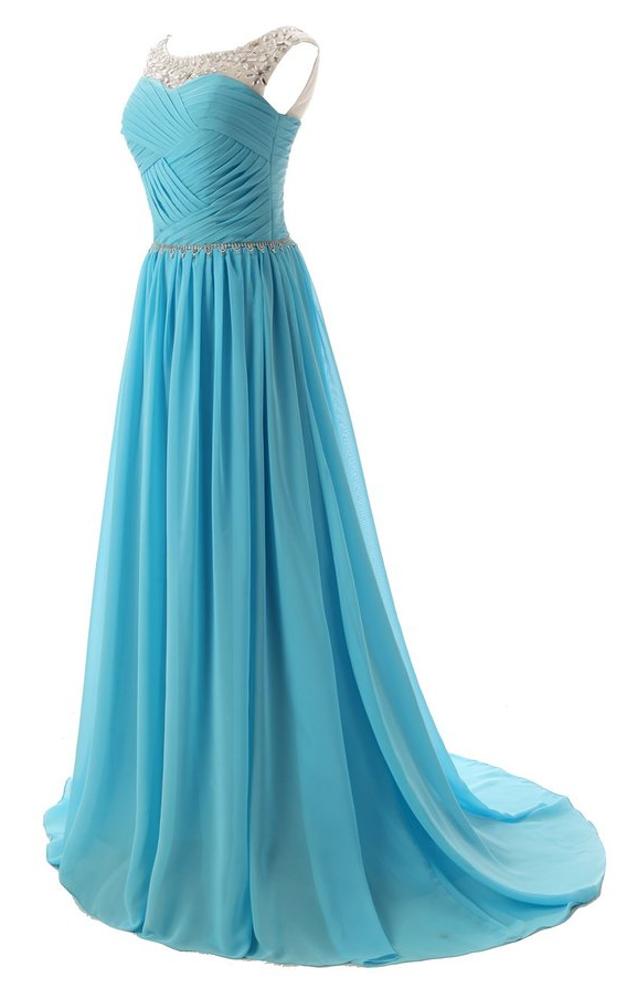 chinese dress ladies Mermaid Sweetheart Blue Beaded Ruched Long Prom Dress with Slit main image 0