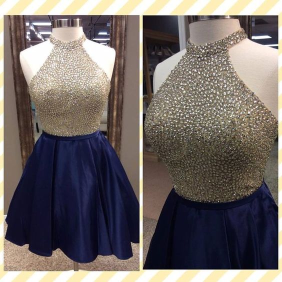 Homecoming Dresses,halter Homecoming Dresses,beading Prom Dress,prom Gown,short Homecoming Dresses,party Dress