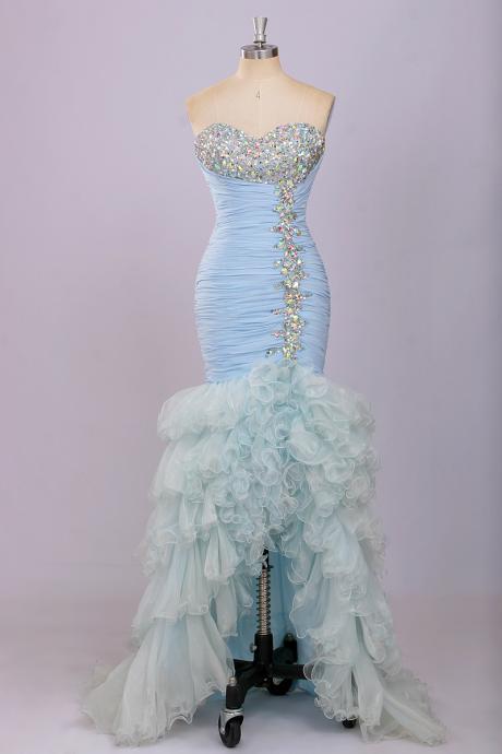 Blue Mermaid Prom Dress Vestidos Curtos Para Festa Elegant Formal Prom Dress