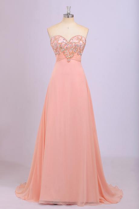 Longos Para Formatura Pink Real Photo Sparking Beads Crystal Chiffon Evening Dress Pleats Prom Dresses