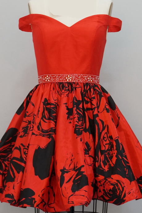 Short Homecoming Dress A-line Off The Shoulder Red Carpet Party Gown