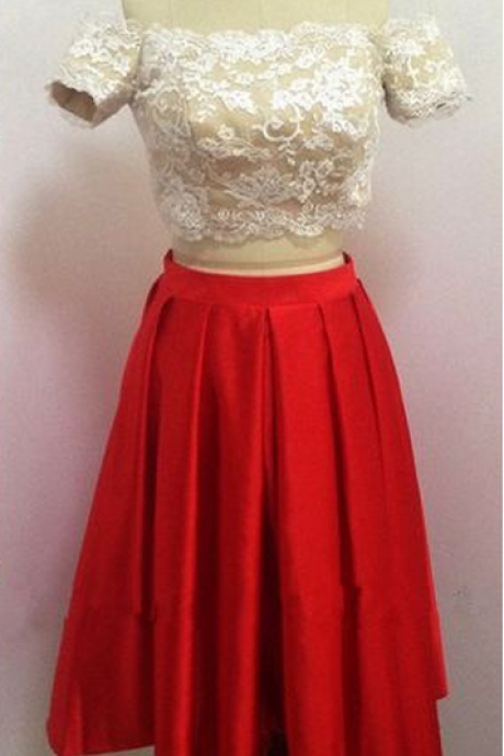 Short Homecoming Dress, Red Homecoming Dress, Two Piece Homecoming Dress, Short Hoco Dress Prom Dress