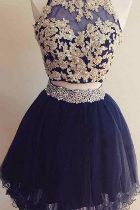 Cute Homecoming Dress, Short Prom Dresses, Beading Party Gowns, Open Back Cocktail Dress, Two Piece Prom Dresses