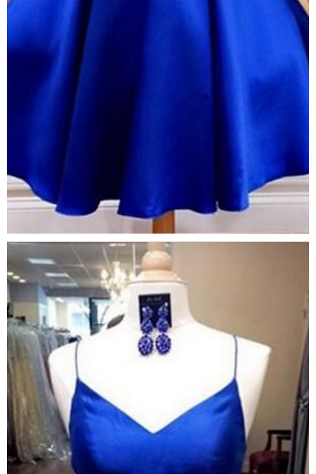 Straps Royal Blue Homecoming Dress, Short Royal Blue Homecoming Dress Party Dress