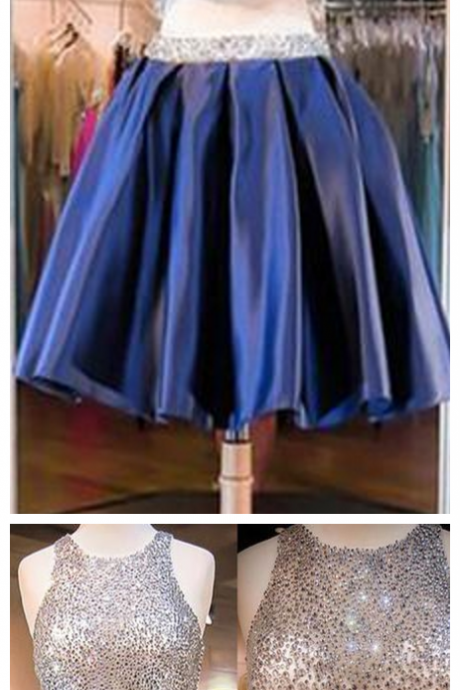 Blue Sequin Two Pieces Sparkly Off Shoulder Sexy Homecoming Prom Dress