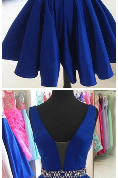 Short Royal Blue Homecoming Dress,v-neck Short Prom Dresses,party Dress
