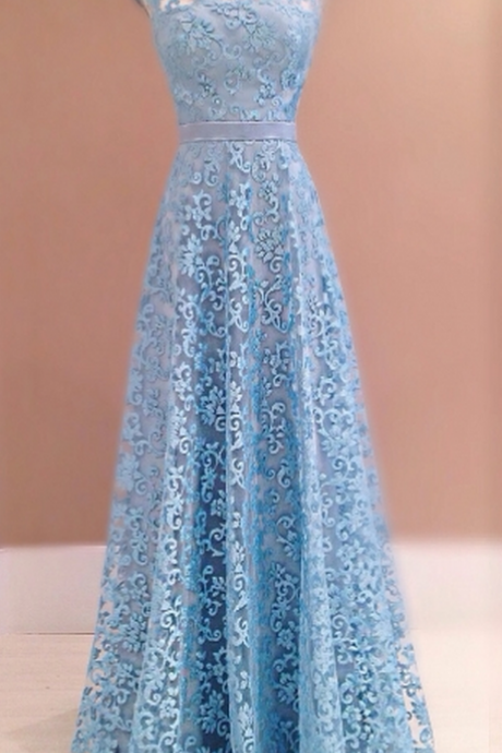 Lace Prom Dresses,blue Prom Dress,modest Prom Gown,a Line Prom Gown,evening Dress,backless Evening Gowns,party Gowns