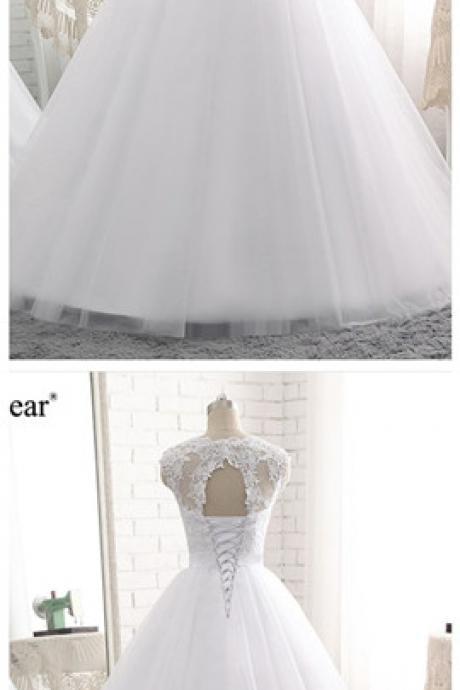 Real Photos Vestido De Noiva Vintage Lace Wedding Dress, Robe De Mariage Appliques Lace Up Bridal Gowns