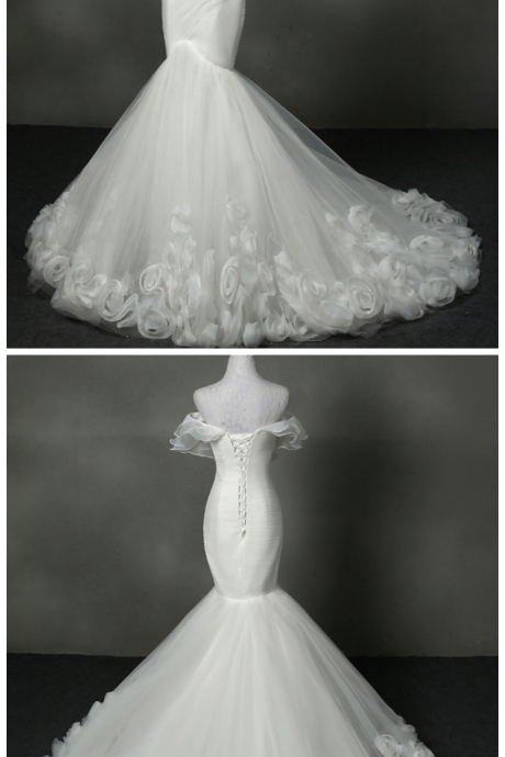 Wedding Dress ,mermaid Real Photo Casamento Tulle With Ruffles Wedding Dresses
