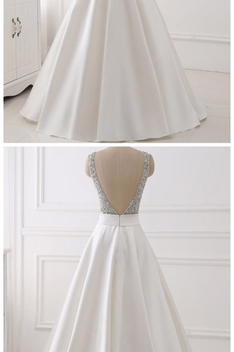 White Real Image Evening Dresses , Sparkly Beading Bodice Long Prom Party Gown