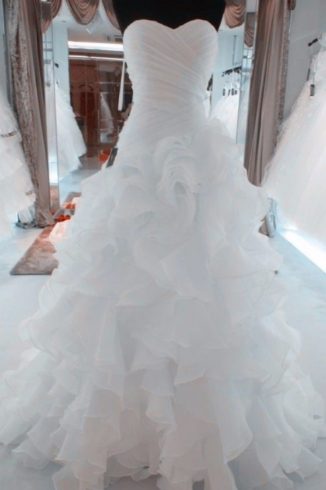 Wedding Dresses,pleated Organza Wedding Dresses,mermaid Wedding Dress