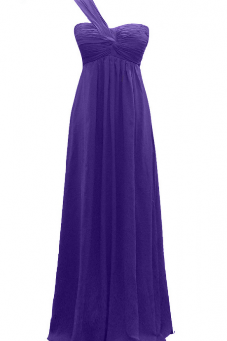 Long Purple Chiffon A-line Evening Dresses Charming Vestido De Festa One Strap Simple Prom Party Gowns