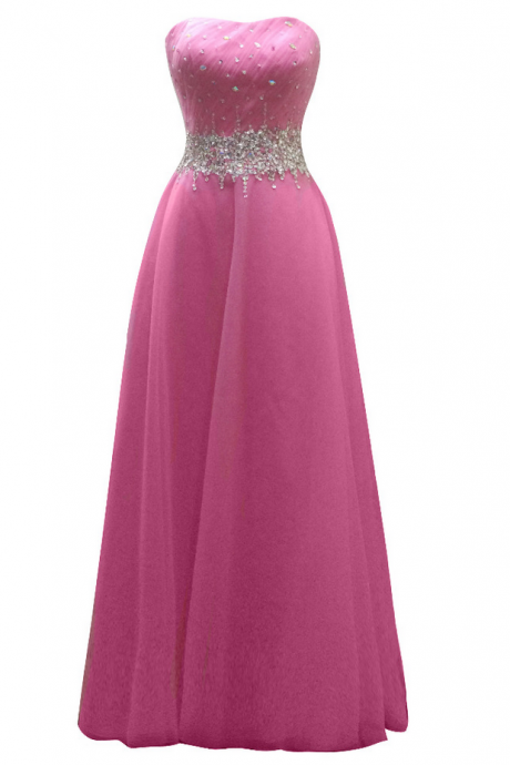 Long A-line Pink Tulle Beaded Evening Dresses Sexy Elegant Pleats Vestido De Festa Prom Party Gowns