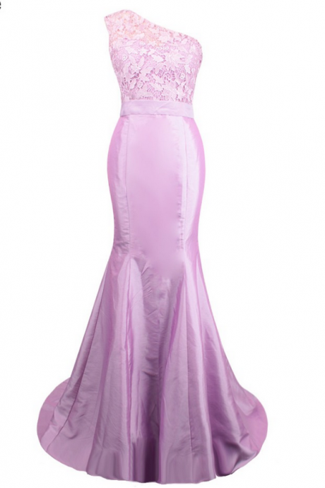 Purple Taffeta Lace Prom Dress Luxury Mermaid One Strap Party Evening Gown