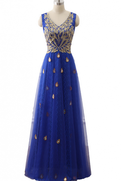 Caftan Formal Elegant Long Royal Blue Red A Line Lace V Neck Embroidery Sleeveless Luxury Pink Evening Dresses