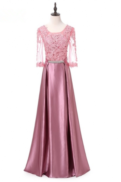 Elegant Mother Of The Bride Daughter Party Import Pink Floor Length Back Bow Evening Dress A-line Dresses