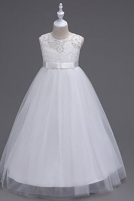 Flower Girl Dresses,girls Princess Style Dress, For First Communion Mulity Color Tulle Lace With Bow