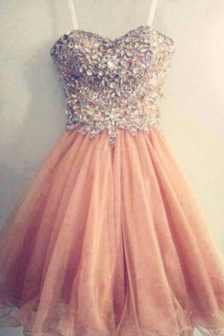 Gorgeous Straps Soft Pink Sweetheart Neck Short Prom Dresses, Homecoming Dresses Formal Dresses, Graduation Dresses