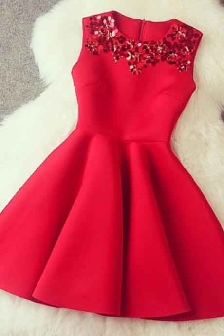 Gorgeous A Line Red Short Dress With Sequins, Red Dresses, Gorgeous Dresses In Stock