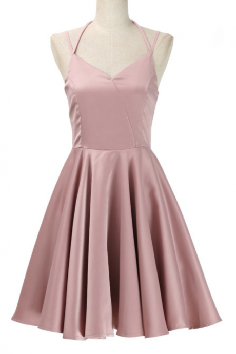 Sexy Pearl Pink Straps Short Women Dresses, Short Party Dresses, Pink Women Dresses