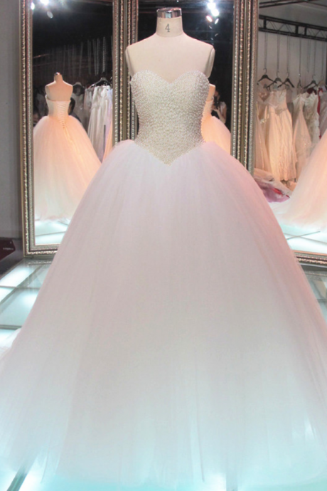 Real Photos Handmade Wedding Dresses, Princess Noble Sweetheart Beaded Bodice Wedding Dresses Plus Size