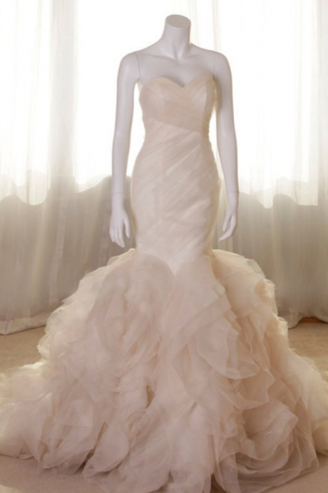 White Wedding Dress Bridal Gown,mermaid Bridal Gowns,wedding Dress, Modest Mermaid Wedding Dresses
