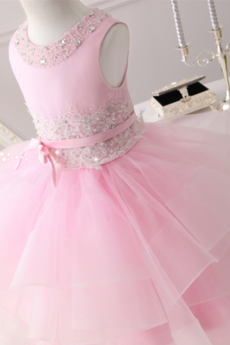 Flower Girl Dress, Light Pink Flower Girl Dress, Pink Flower Girl Dress, Junior Bridesmaid Dress, Baby Girl Birthday Outfit, Custom Made Flower