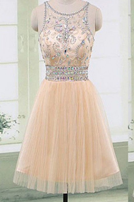 Beige Gorgeous Beaded Elegant Fashion Cute Homecoming Prom Gown Dresses,