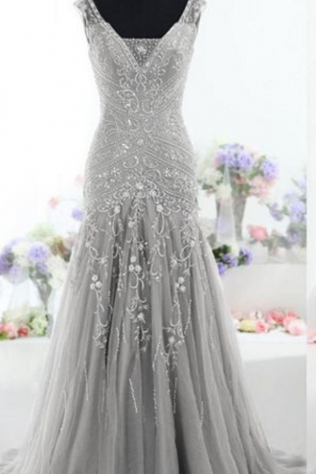 Gorgeous Mermaid Long Tulle Prom Dress Evening Dress With Lace Up Back