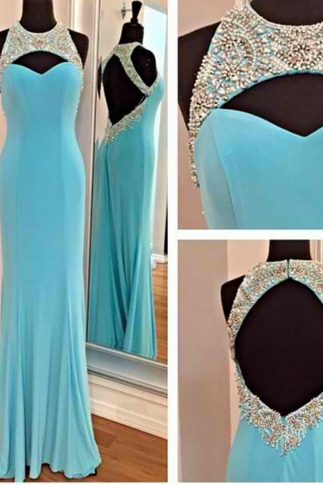 Blue Sexy Prom Dress, Long Prom Dress, Backless Prom Dress, Formal Prom Dress ,chiffon Prom Dress, Prom Dress