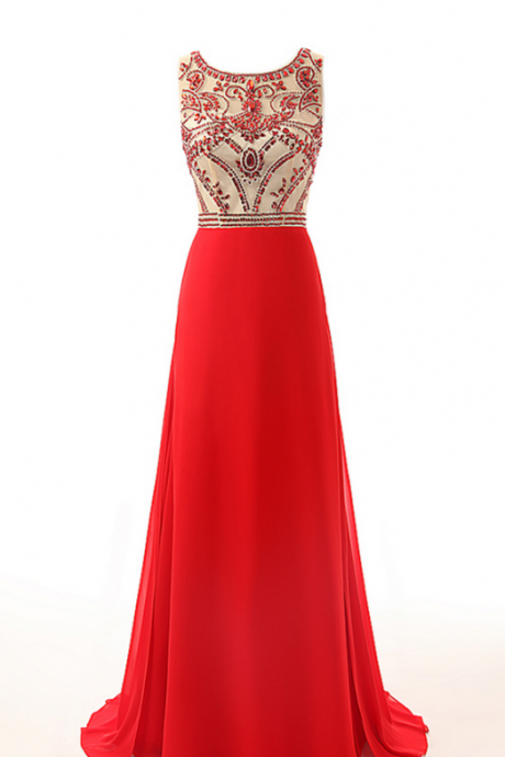 Red Prom Dresses,beaded Prom Dresses ,formal Women Evening Gowns,party Dresses