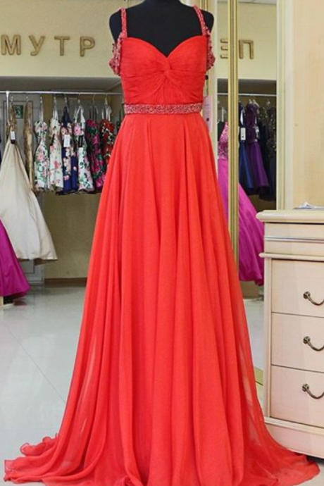 Sexy Spaghetti Straps Prom Dress, Prom Dress, Chiffon Long Prom Dress, Gorgeous Formal Evening Dress