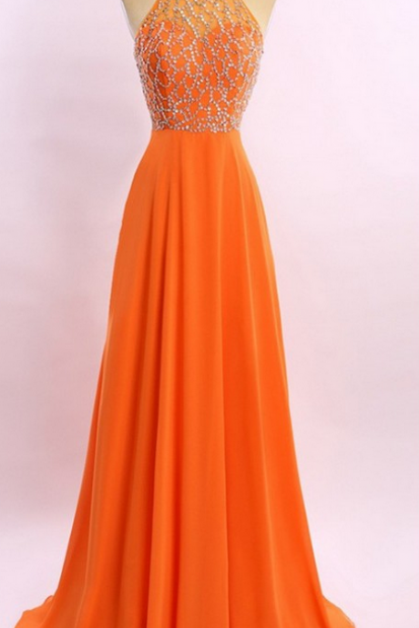 Sequind Prom Dress Long Jewel Neck Zipper Back Sleeveless Chiffon Dress Designer Price Floor Length