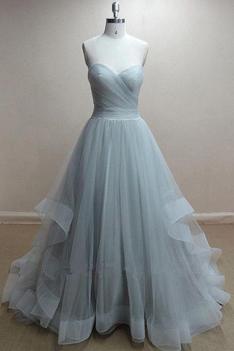 Chic Tulle Sweetheart Neckline Floor-length A-line Prom Dress