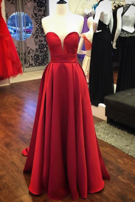 Red Long Prom Dresses, Sleeveless Evening Dress,party Dress,evening Dresses