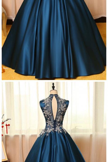 A-line Satin With Lace Long Prom Dress