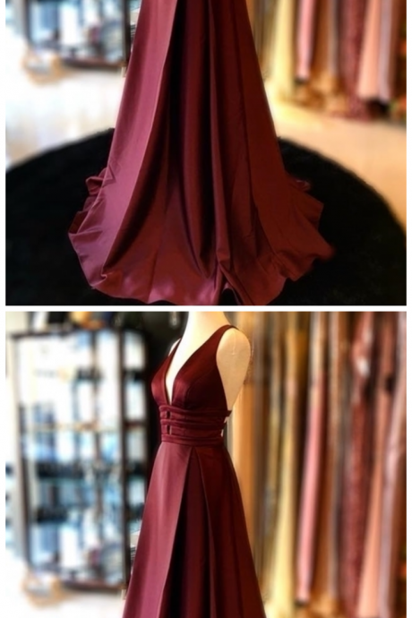 Sexy Long Prom Dresses V Neck Evening Gowns