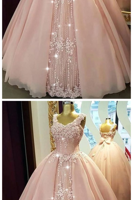 Fabulous Tulle &amp;amp; Organza V-neck Neckline Floor-length Ball Gown Quinceanera Dresses With Beaded Lace
